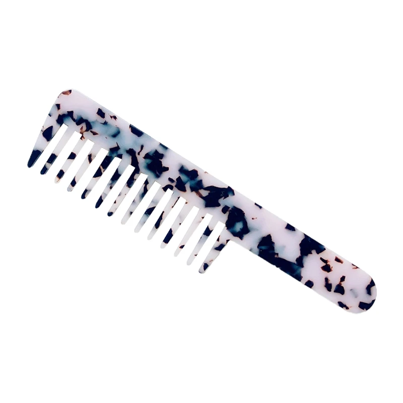 

Acetate Detangle Hair Comb Marble Stone Print Anti-Static Large Tooth Hairbrush R3MF
