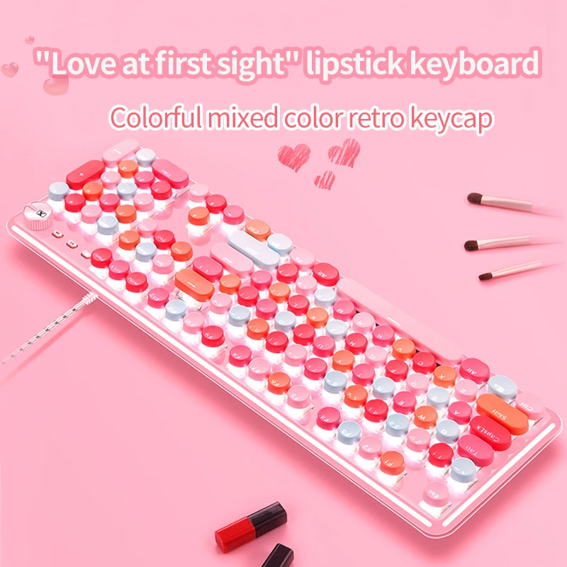 Фото Механическая Проводная клавиатура Yindiao k520 розовая зеленая с изображением