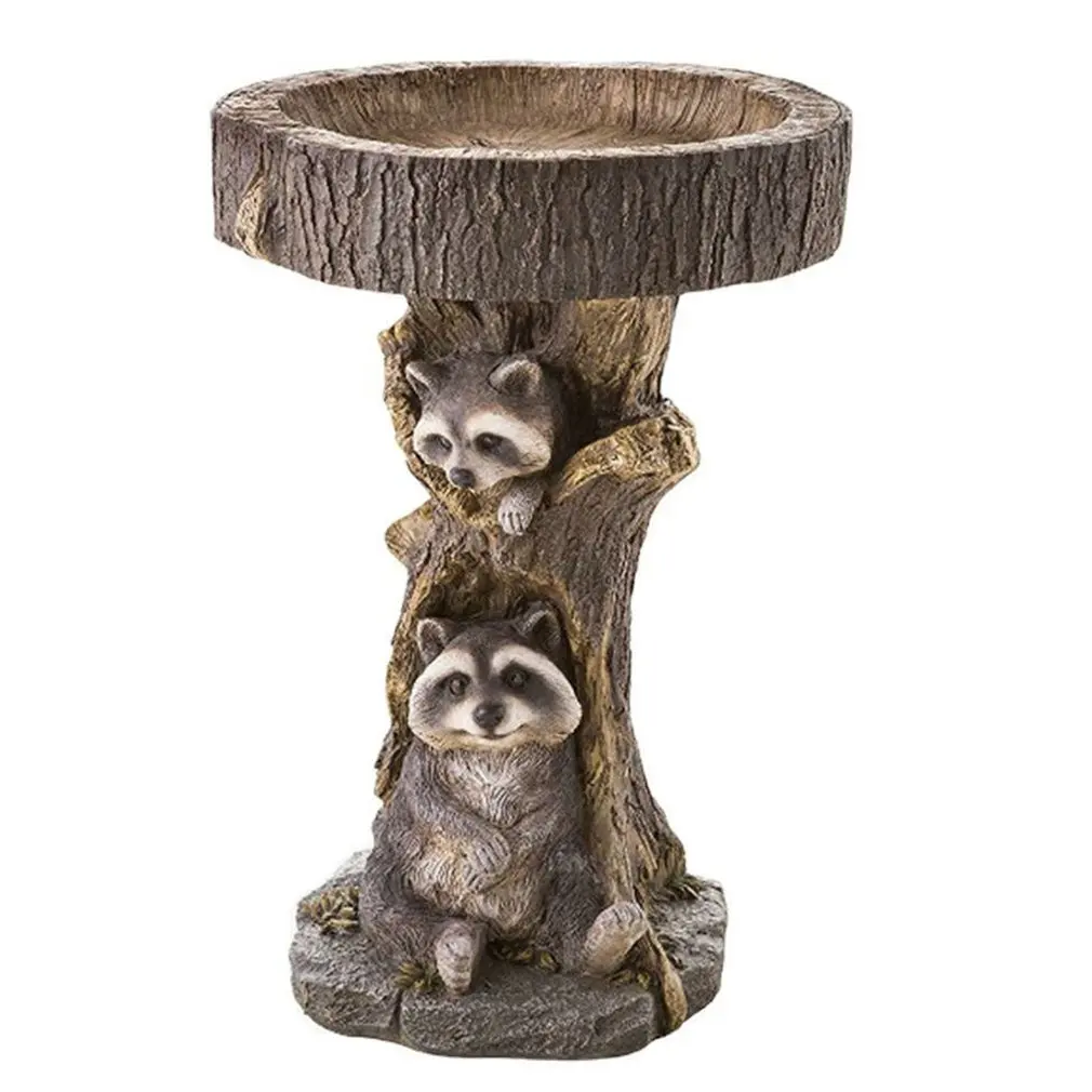 

Resin Raccoon Birdbath Animal Statue Outdoor Bird Feeder Resin Decoration Cute Raccoon Garden Ornament For Garden