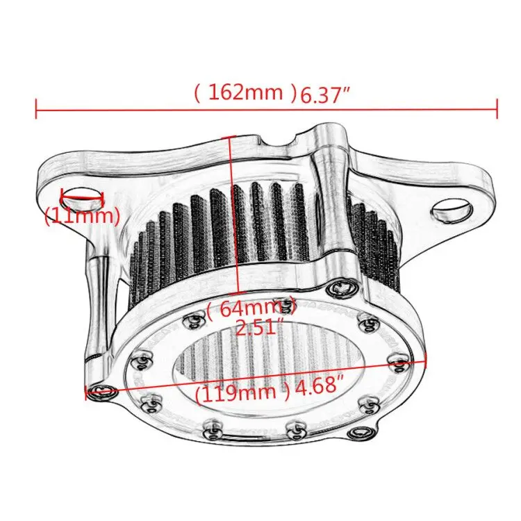 

Custom Motorcycle Aluminum Air Cleaner Intake Filter System Kit For Harley Sportster 1200 Forty-Eight Roadster 883 Iron XL883N