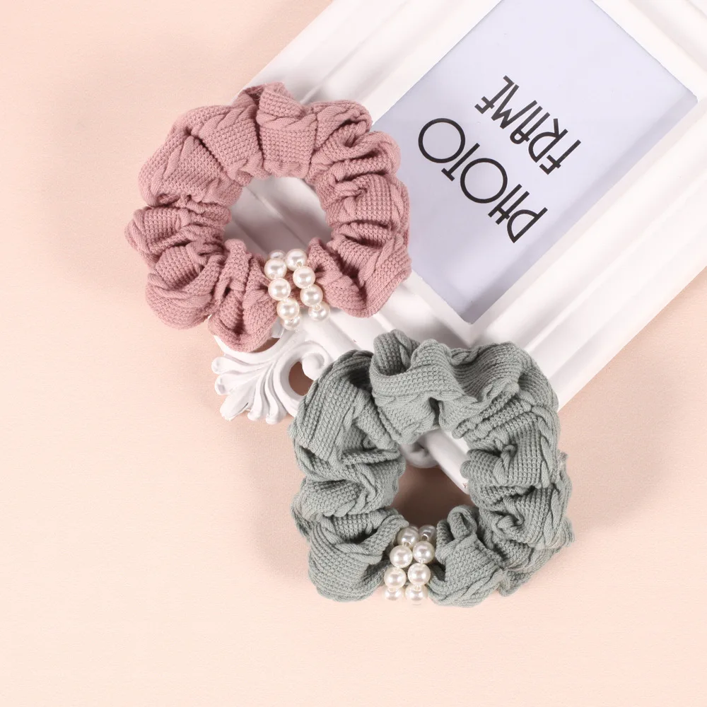 

Новое поступление, Модные женские осенние теплые шерстяные резинки для волос с бусинами, резинки для волос, Женская резинка для волос, держа...