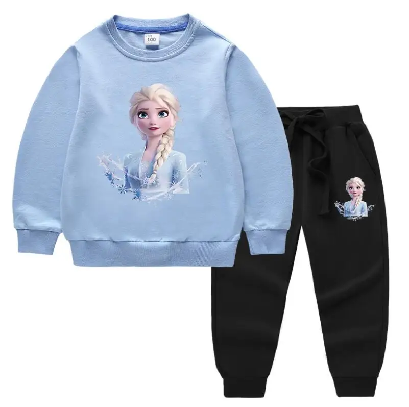 Модный детский комплект одежды Холодное сердце толстовка Эльза + штаны для
