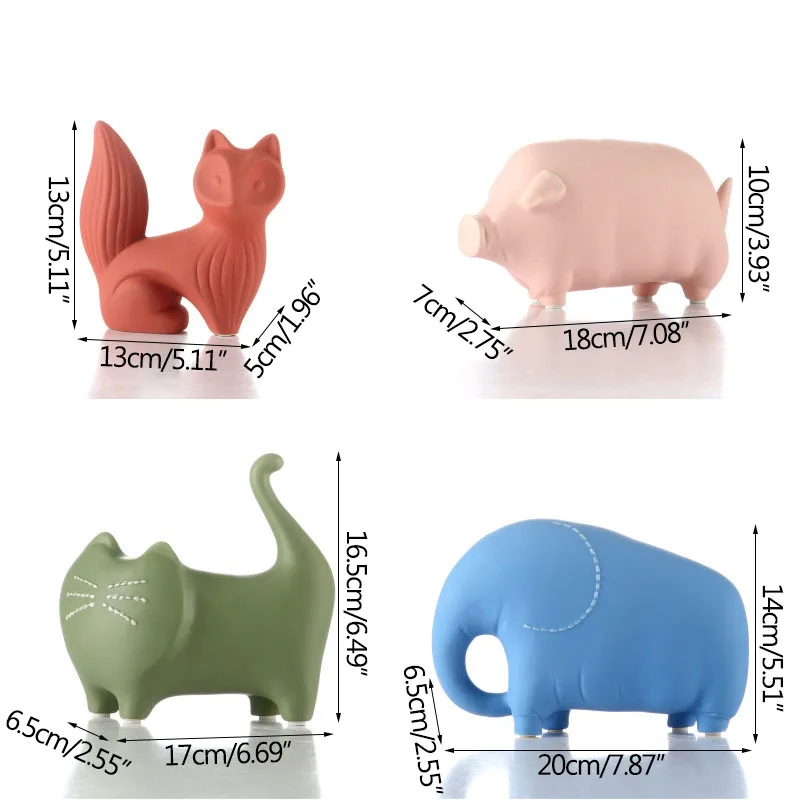 

Strongwell Ceramic Animal Figurine Creative Cartoon Miniature Model Children Bedside Decoration Home Supplies Desktop Decoration
