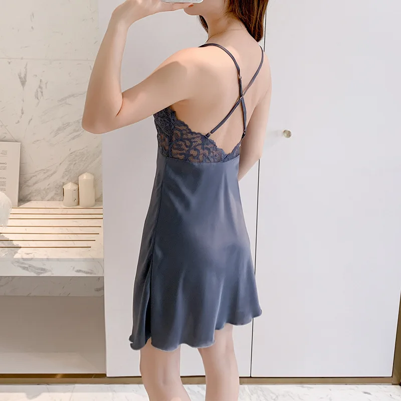 

Two Piece Set Bridal Wedding Robe Sexy Women Faux Silk Nightgown Bathrobe With Lace Silky Intimate Lingerie Home Clothes