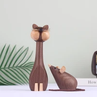 nordic home furnishings solid wood high quality mouse and cat ins toy study decoration zodiac gift