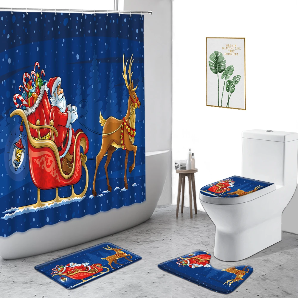 4 шт./комплект коврики для ванной на рождественскую ёлку | Дом и сад