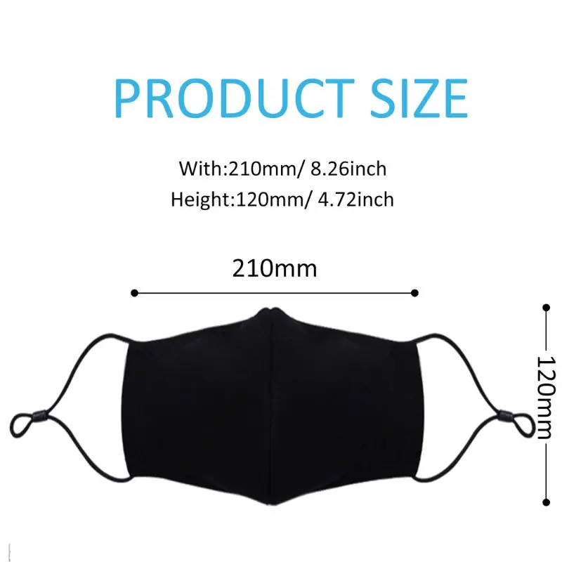 

10Pcs Adult Black Mouth Mask Adjustable Dust Proof PM2.5 Mask Cotton Mouth Mask Washable Reusable Outdoor Face Masks