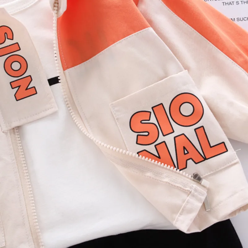 

Children Spring Autumn Cotton Clothes Baby Boy Letter Hooded T Shirts Pants 3Pcs/sets Infant Out Kids Fashion Toddler Tracksuits