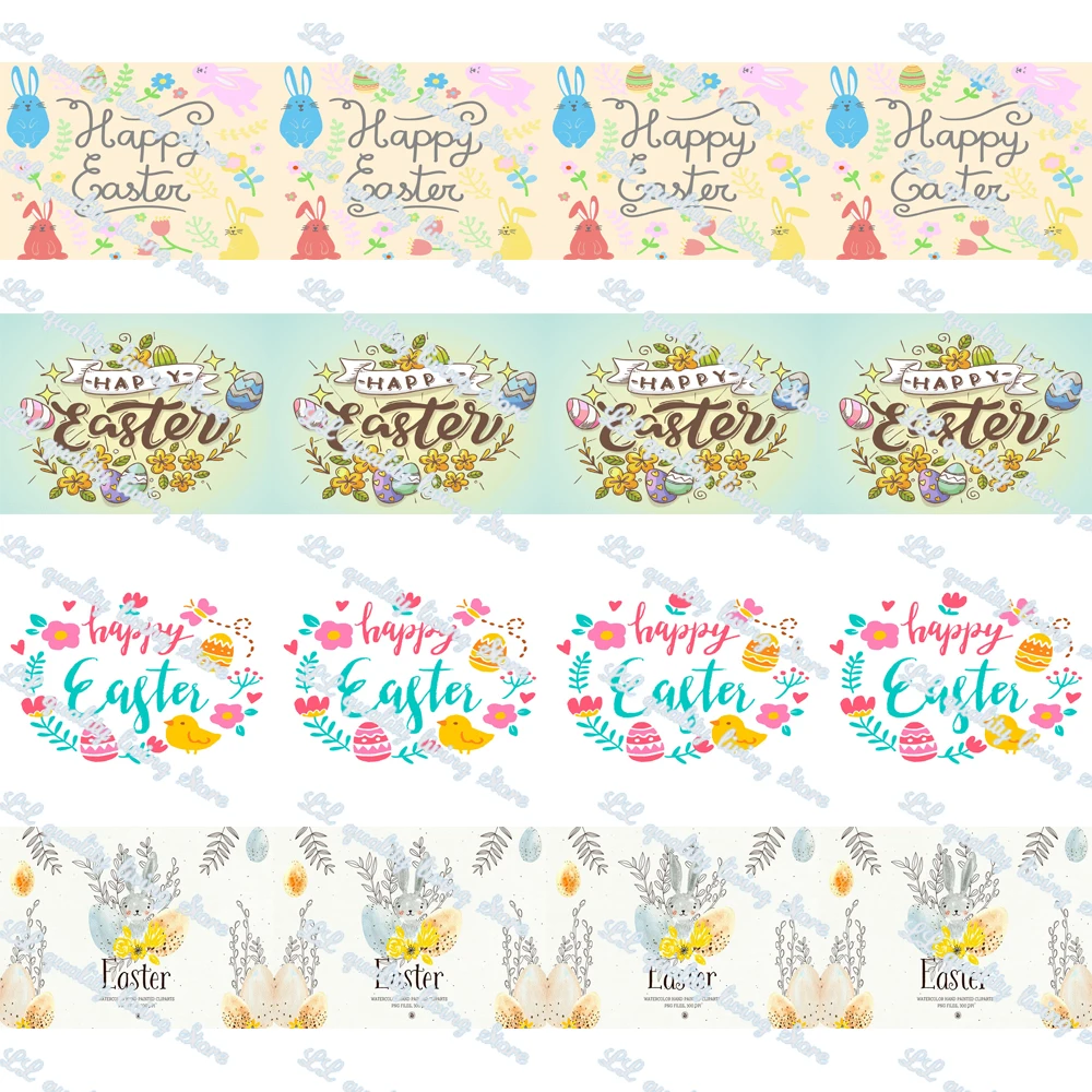 

WL 16mm 22mm 25mm 38mm 50mm 75mm Easter Bunny Print Grosgrain Ribbon Bow Hair Bow Craft Supplies Packaging Party Decoration