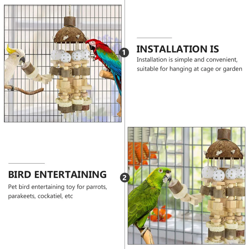 

Pet Birds Natural Wood Hanging Chewing for Parrot Cockatiels Love Birds