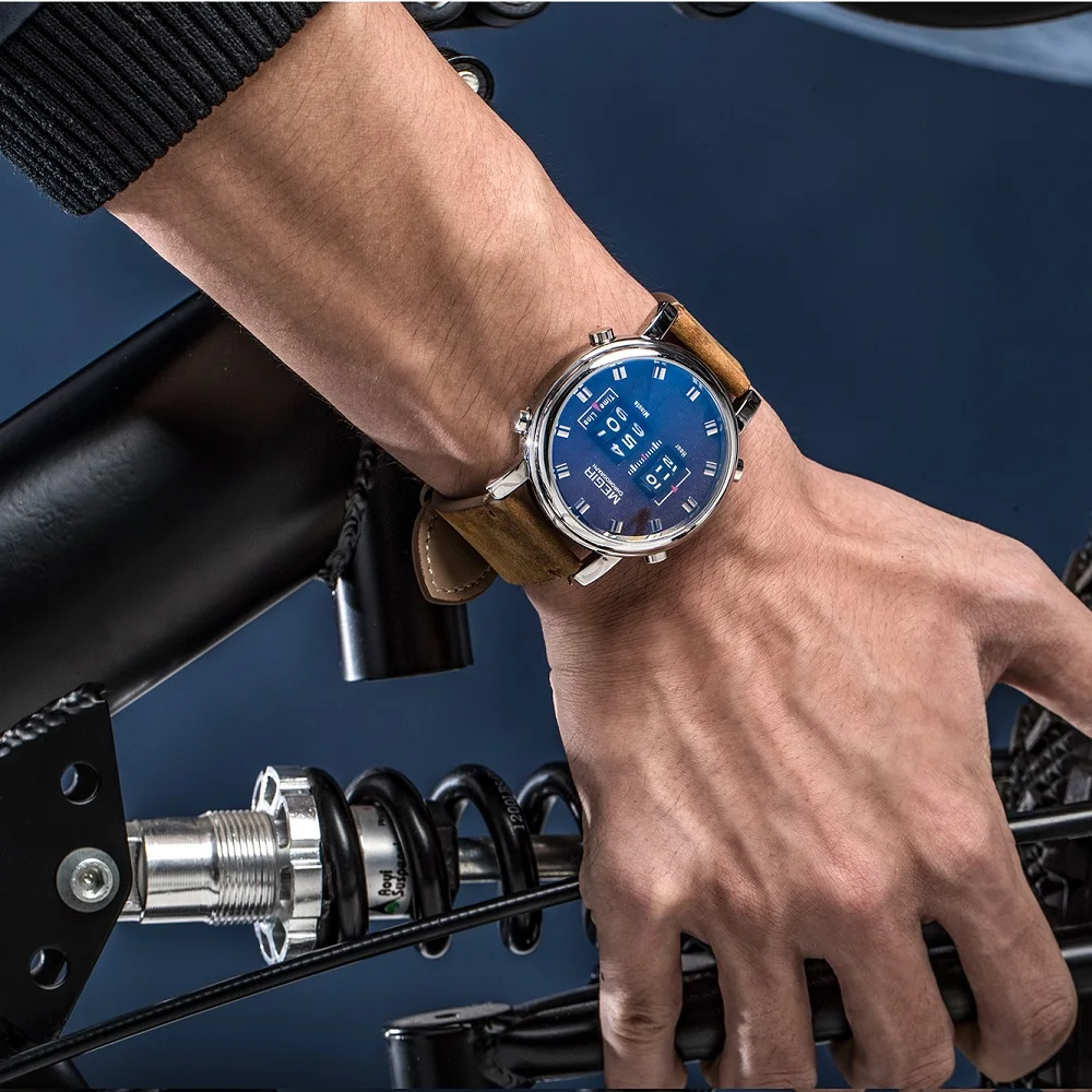 Люксовые часы от бренда MEGIR 2019 новый топ ремешок Для мужчин Военная Униформа