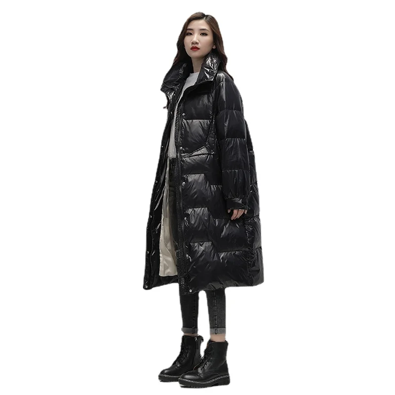 Enlarge White Duck Down Jacket Women Mid-length Warm Fashion 2021 New Winter Korean Straight Zipper Soft Jacket Full Solid Pockets