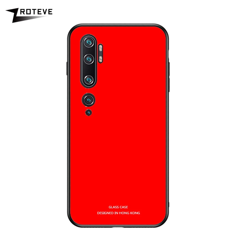 Solid Red Note 10 Pro Чехол Zroteve силиконовая рамка стеклянная крышка для Xiaomi mi Note 10 чехол обесцвечивающее стекло задняя крышка Xia mi Xio mi Note 10 - Цвет: Solid Red