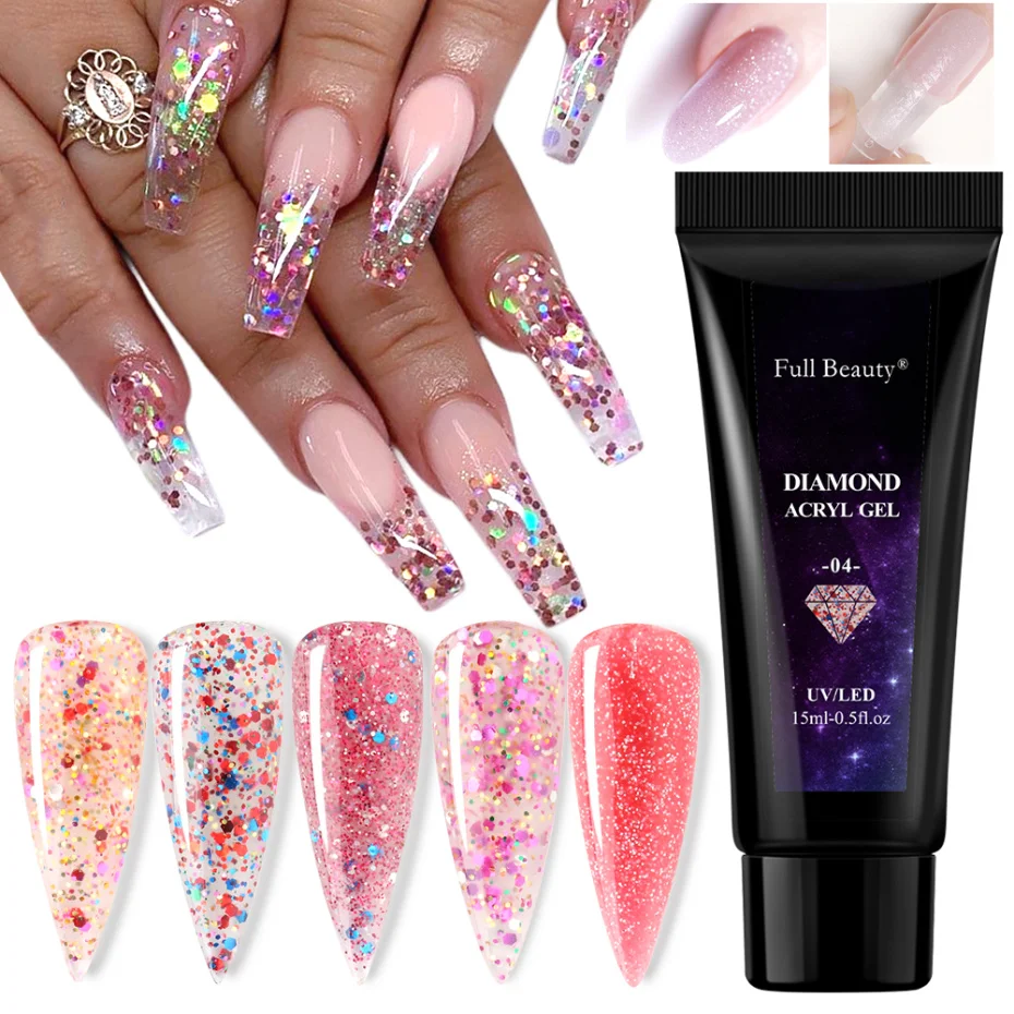 15 мл гель для наращивания ногтей акриловый Блестящий полиуф маникюра наконечник