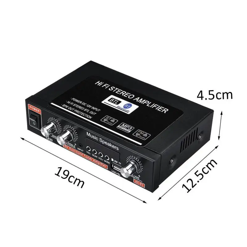 

Universal G30 HIFI Bluetooth Car Audio Power Sound Amplifier FM Radio Player Support SD / USB / DVD / MP3 With Remote Controller