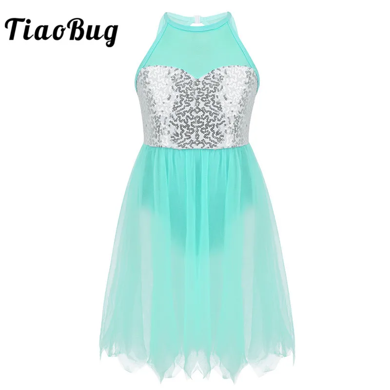 TiaoBug блестящая гимнастическая трико для девочек сетчатая пачка балетная фигурка