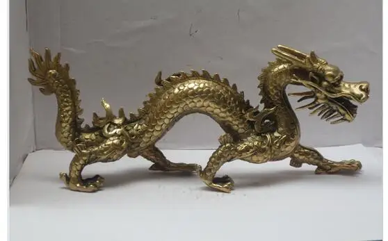 

Латунные резная статуя дракона, медная латунная Изысканная домашняя длинная 11 дюймовая металлическая поделка, домашнее украшение, китайск...
