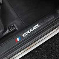 4pcs carbon fiber door sill protector leather vinyl stickers for hyundai solaris 2013 2020 2018 2019 2017 car accessories