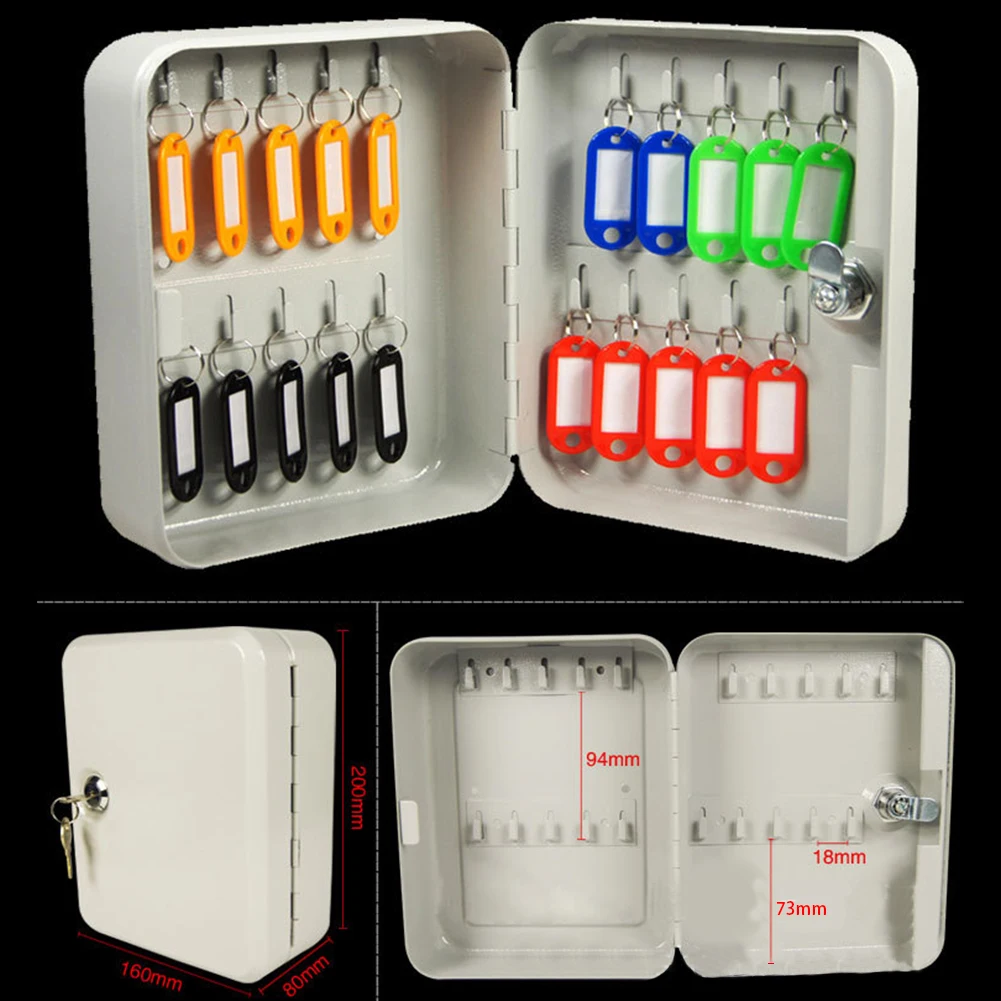 

20 Tags Key Locker Storage Box Wall Mounted Home Office Security Cabinet Metal Property Management Lockable Company