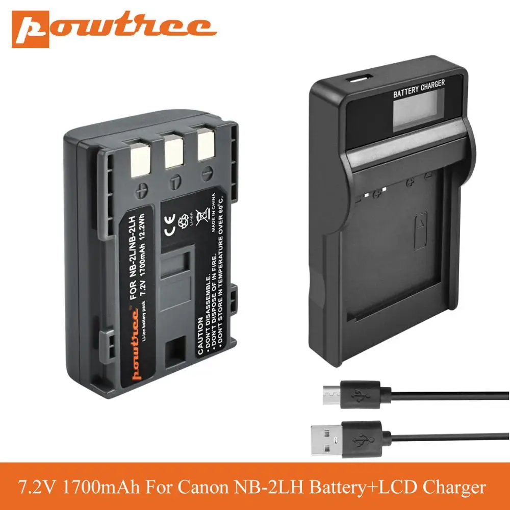 POWTREE NB 2L Батарея + ЖК дисплей Зарядное устройство для цифровых камер Canon EOS 350D/400D Rebel