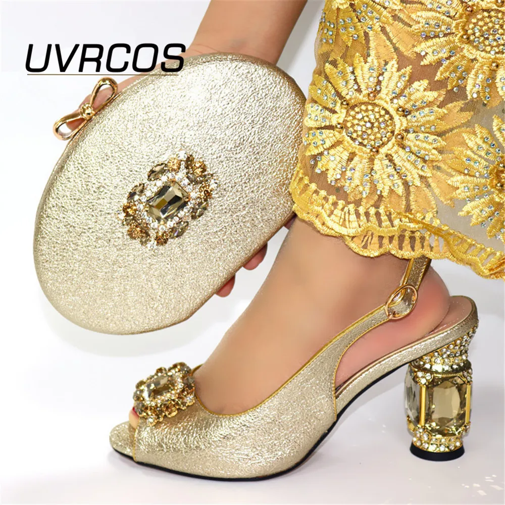 

Fashion Designer Shoes Women Luxury 2021 Italian Shoes with Matching Bags Set Nigerian Shoes and Matching Bags Metal Decoration
