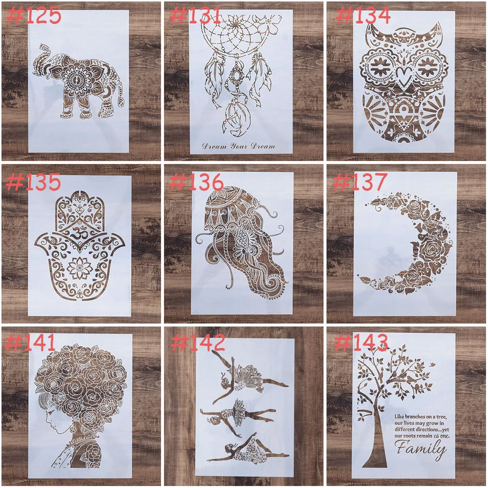 Трафарет Мандала сделай сам размер А4 А3 А2 для росписи стен штампованная