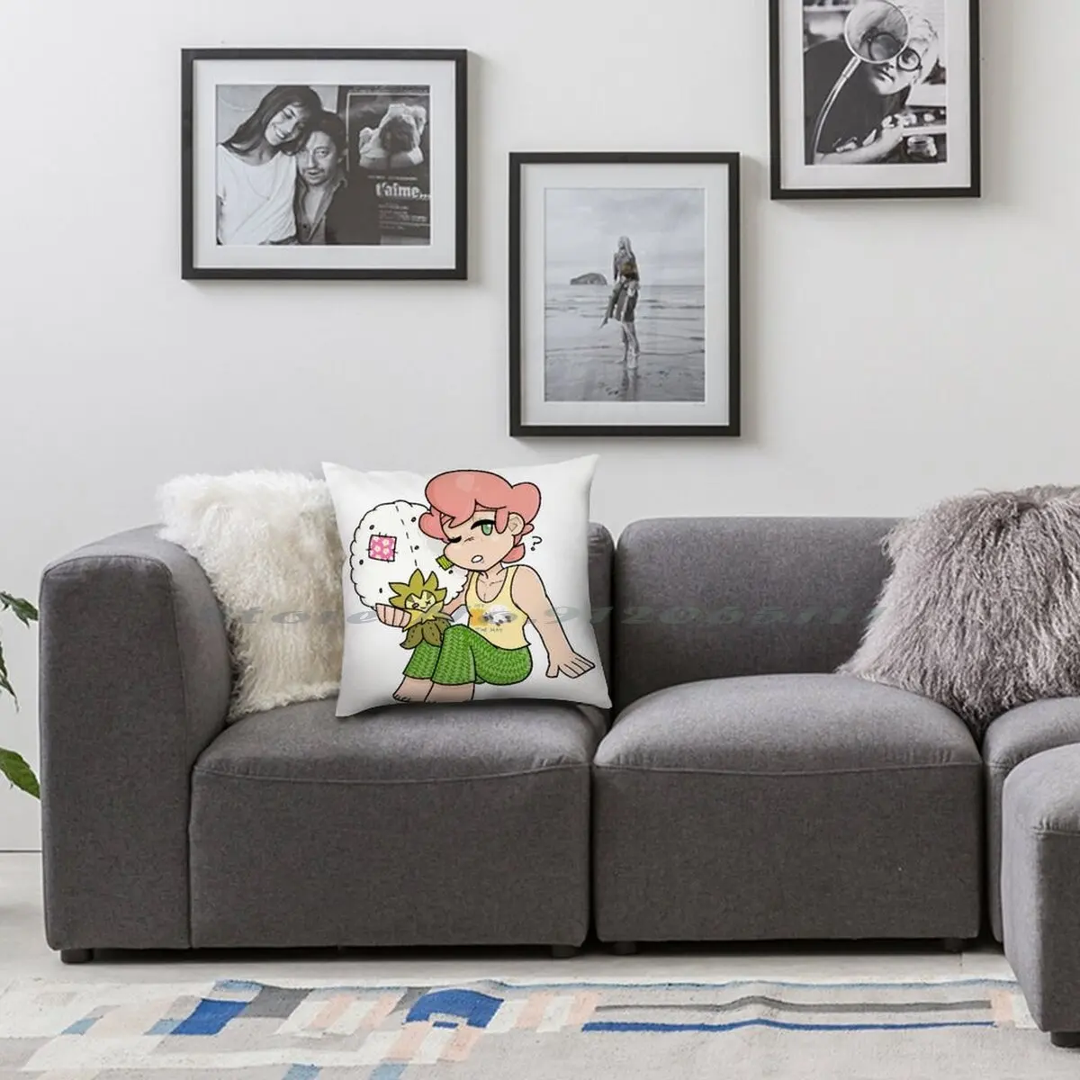 Sleepy Milo With Eldegoss Plushie Pillow Case Throw Cover Cotton Linen Flax Sword And Shield Gym Leader |