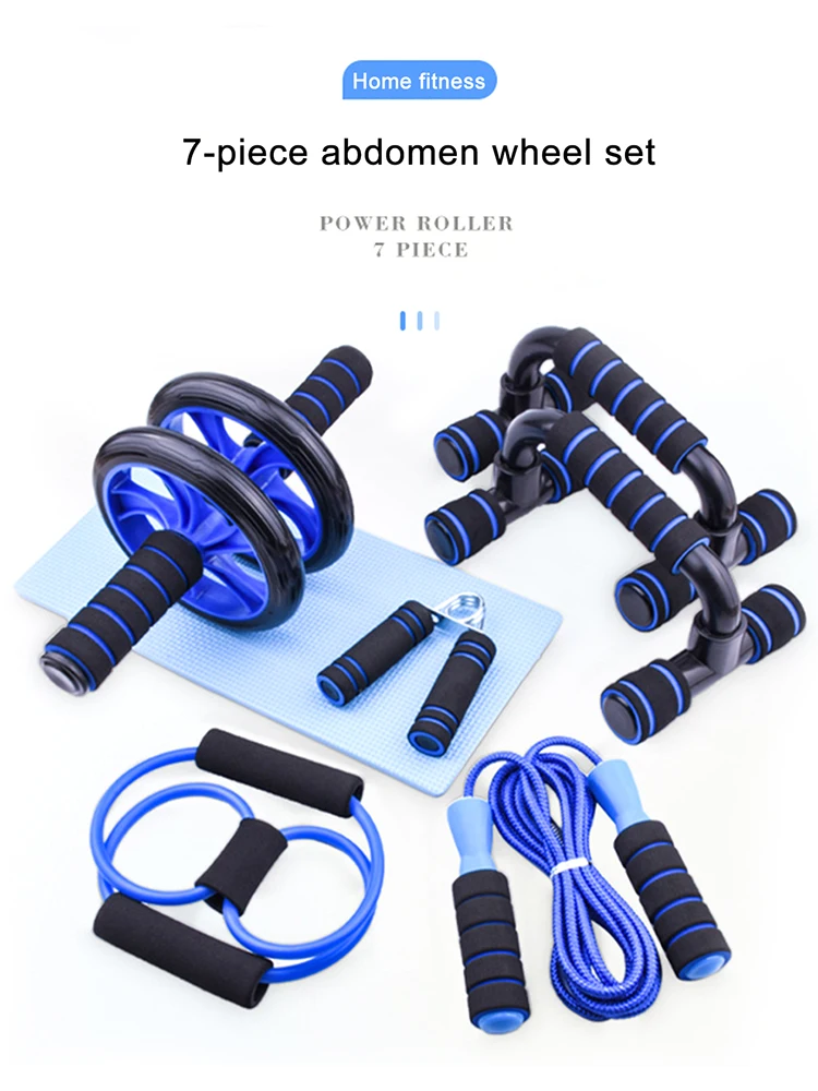 

Набор роликов 7 в 1, тренажер для тренировок, тренажер для пресса живота колесо-тренажер, скакалка, наколенник