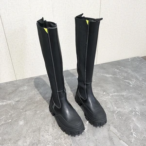 Koovan women boots knee High boots woman 2021 the new trend thick bottom show higher elastic sleeve boots female knight for girl