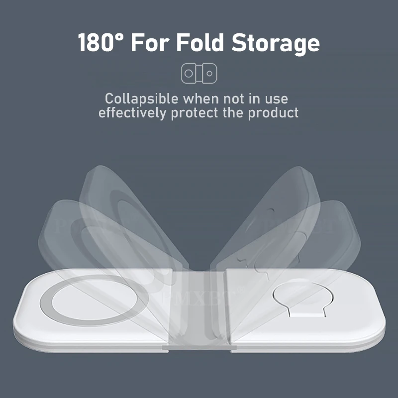 foldable magnetic duo charger mag for safe iphone 12 pro 2in1 wireless dual charger for apple iphone 13 mini iwatch airpods fast free global shipping