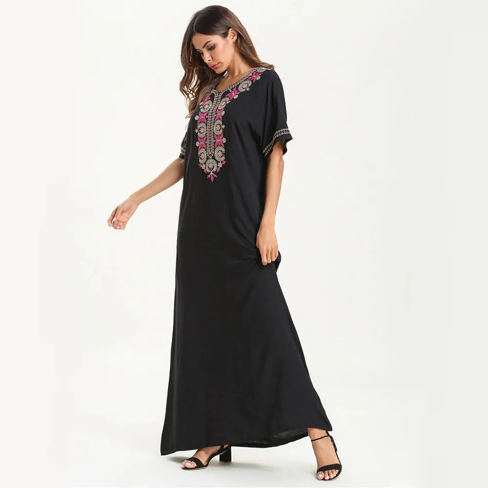 2019 Макси платье для женщин Летнее вышитое дизайнерское ТРАПЕЦИЕВИДНОЕ Свободное