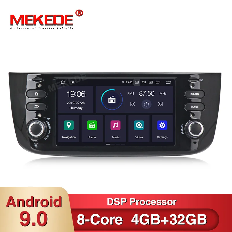 Автомобильный мультимедийный плеер 1Din 8 ядерный Android 9 dvd-плеер для Fiat/Linea/Punto 2012-2015