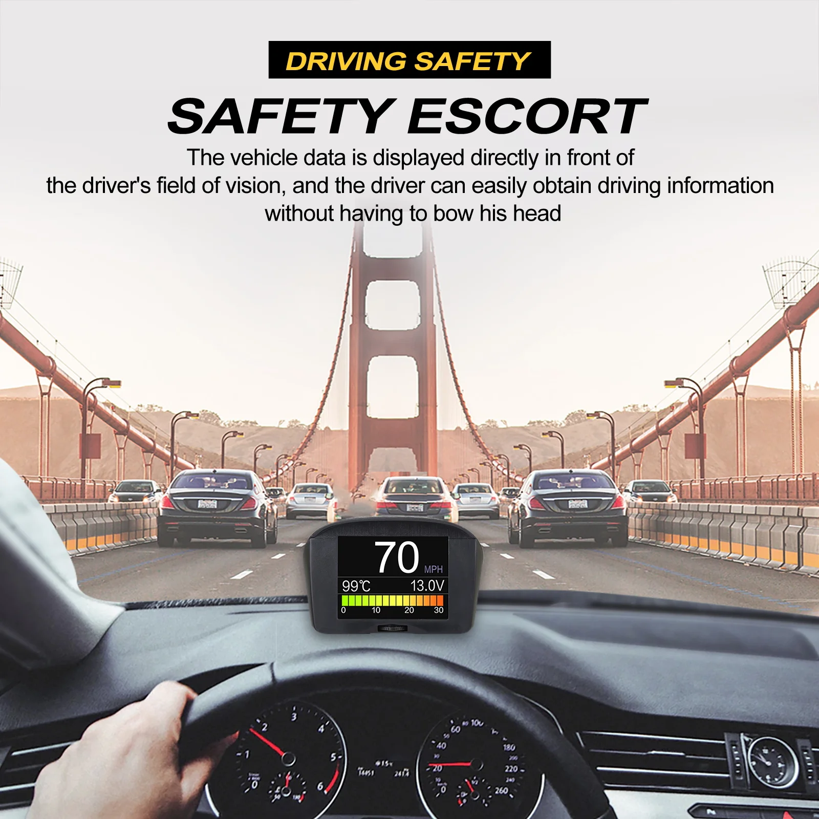 AUTOOL X50Plus автомобильный OBD2 дисплей Спидометр Авто температура воды Напряжение безопасная Сигнализация цифровой диагностический инструмент автомобильный измеритель