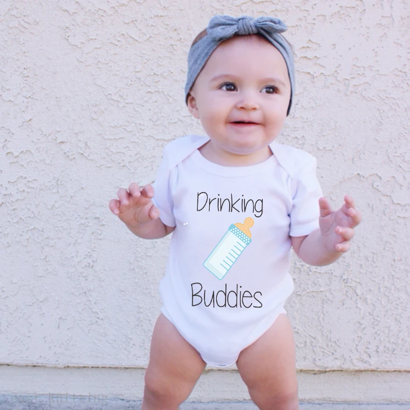 Twin Matching Outfits Drinking Buddies Twin Bodysuit Outfits Babyshirts Jumpsuit Infant Clothing Twin Baby Shower Gifts