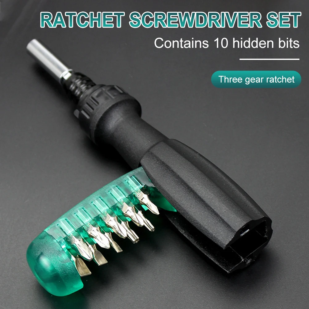 

11 In 1 Ratchet Screwdriver Combo Set Magnetic Telescopic Labor Saving Screwdriver With 10 Bits Household Appliance Repair Tool