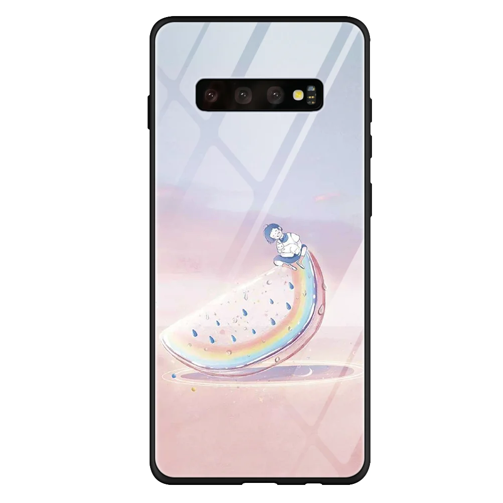 caihonxg Защитная пленка из закаленного стекла чехол для samsung Galaxy A50 S8 S9 Plus Note 9 A7 A8 A6 J4 Plus A6S M10 M20 J7 Prime Мягкий ТПУ стакана воды чехол - Цвет: caihonxg