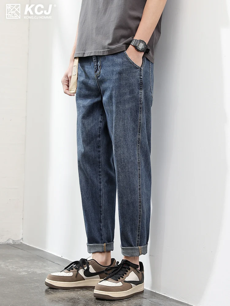 Loose Straight-Leg Denim Pants Men's Summer Thin Cropped Pants Casual Spring and Autumn Fashion Brand Workwear Trousers