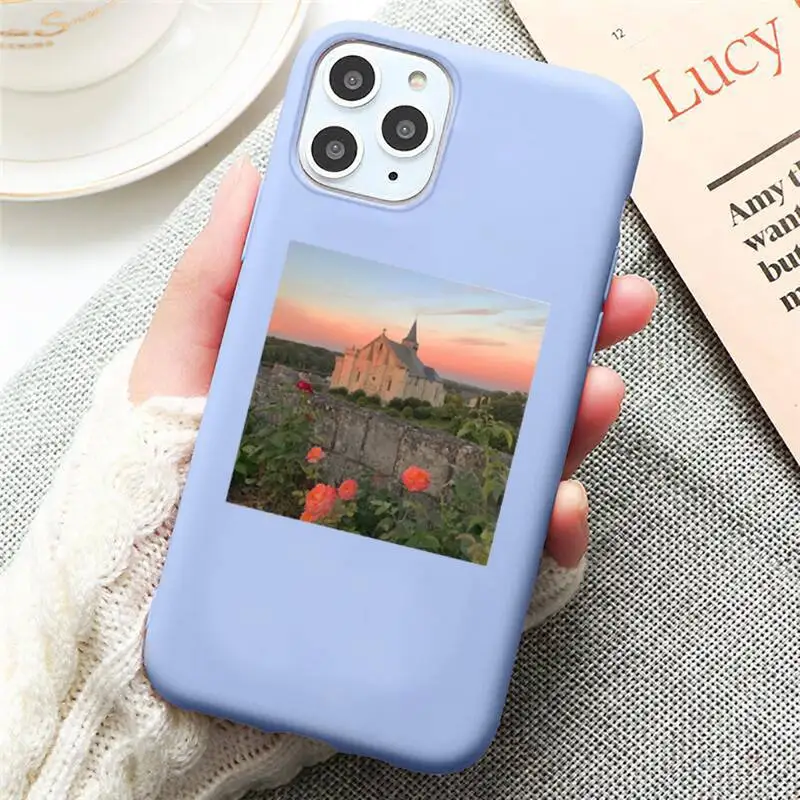 

Cottagecore Style countryside pattern Phone Case Candy Color for iPhone 6 7 8 11 12 s mini pro X XS XR MAX Plus