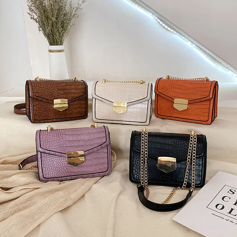 Сумки через плечо с крокодиловым узором для женщин 2020 маленькая сумка цепочкой