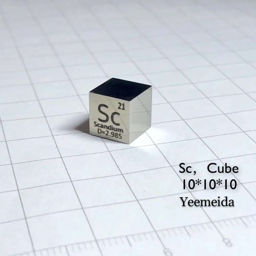 

Hot 10 X 10 X 10mm 6-Sided Mirror Polished Double-Sided Engraved Metal Scandium Cube Periodic Table Of Elements Cube (Sc99.95%)