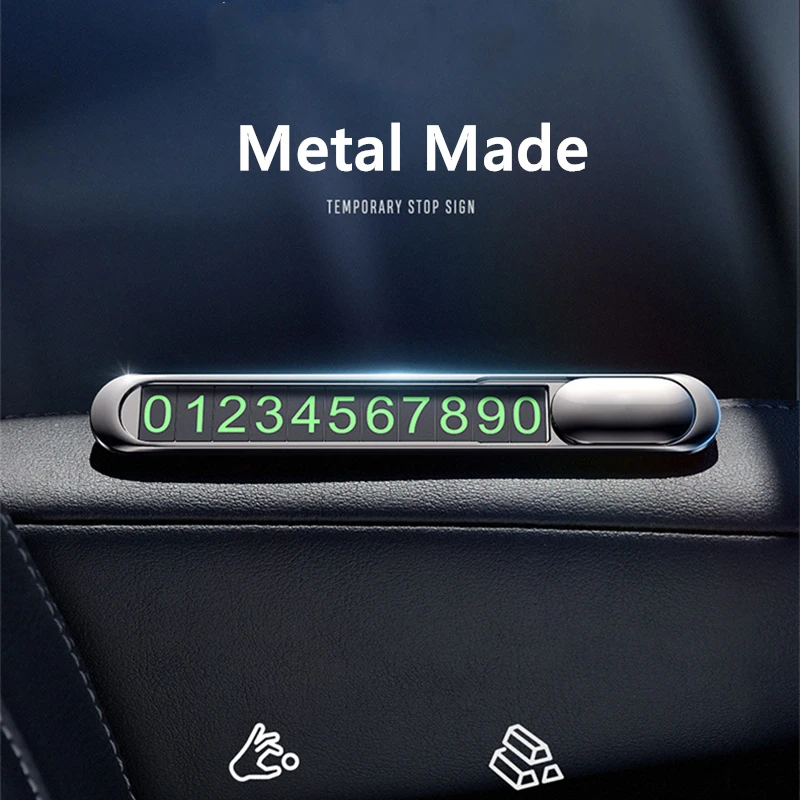 

Metal sample car styling temporary parking card alloy texture car phone number card phone number card auto parts