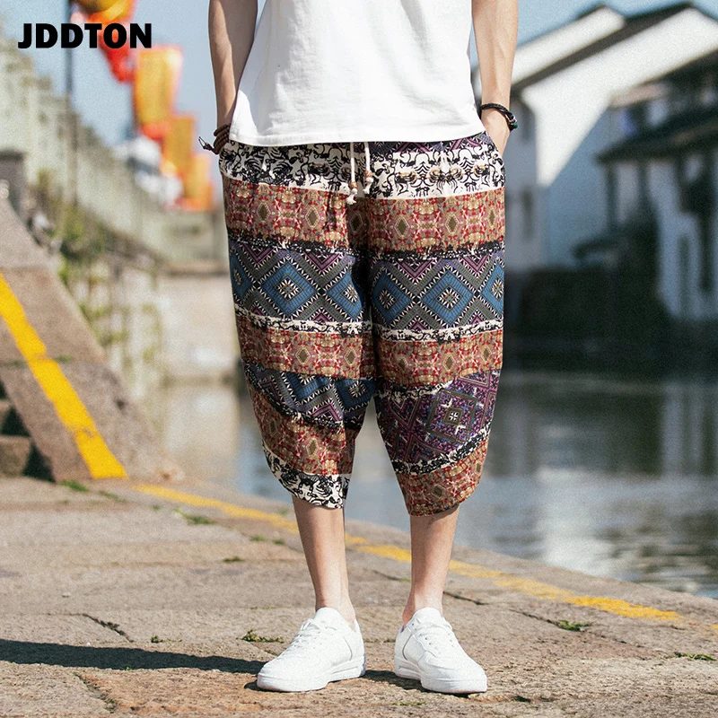 Мужские Винтажные штаны шаровары JDDTON хлопково льняные повседневные свободные