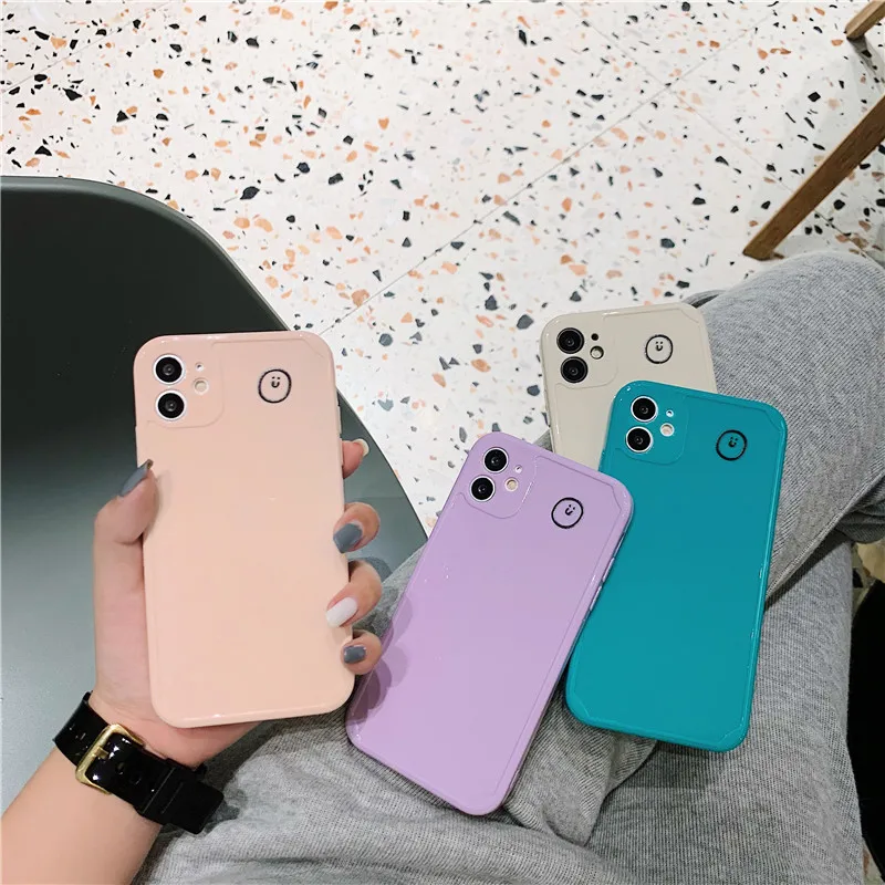 

Cute Facial expression Line Girl Straight Edge Phone Cases For iPhone 12 Mini 11 Pro XS Max XR X 7 8 Plus Soft TPU Cover Case