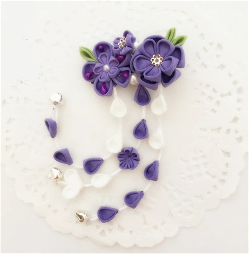 Ручная работа японский стиль Сакура кисточка заколка для волос кольцо кимоно