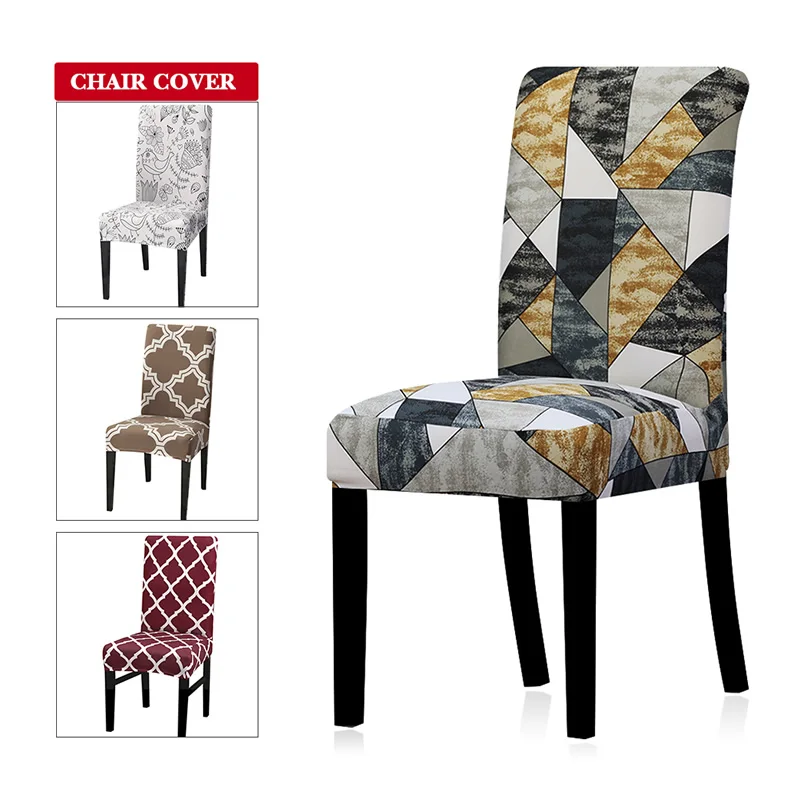 Чехол на стул современный эластичный недорогой с новогодним принтом | Дом и сад