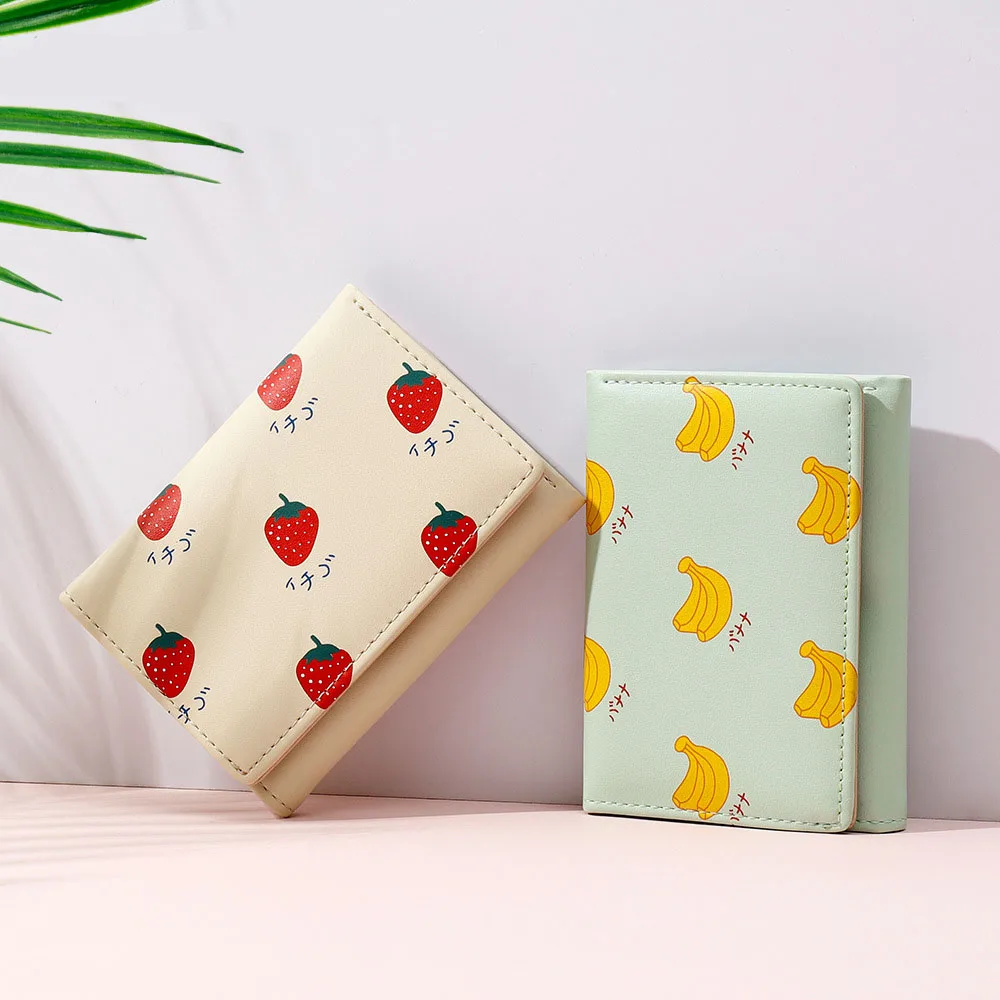 

Cute Fruit Small Wallet Card Holder for Women Kawaii Mini Wallet Strawberry Banana 2021 Porte Feuille Femme Monnaie Et Carteras