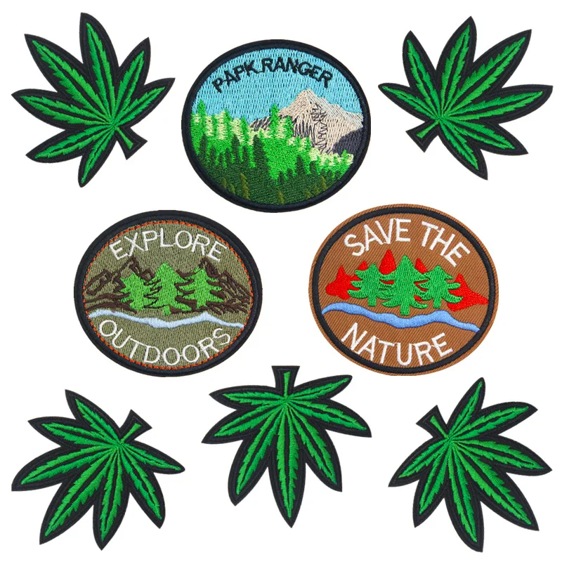 

30pcs/lot Embroidery Patch Maple Hemp Woods Clothing Decoration Backpack Sewing Accessories Diy Iron Heat Transfer Applique
