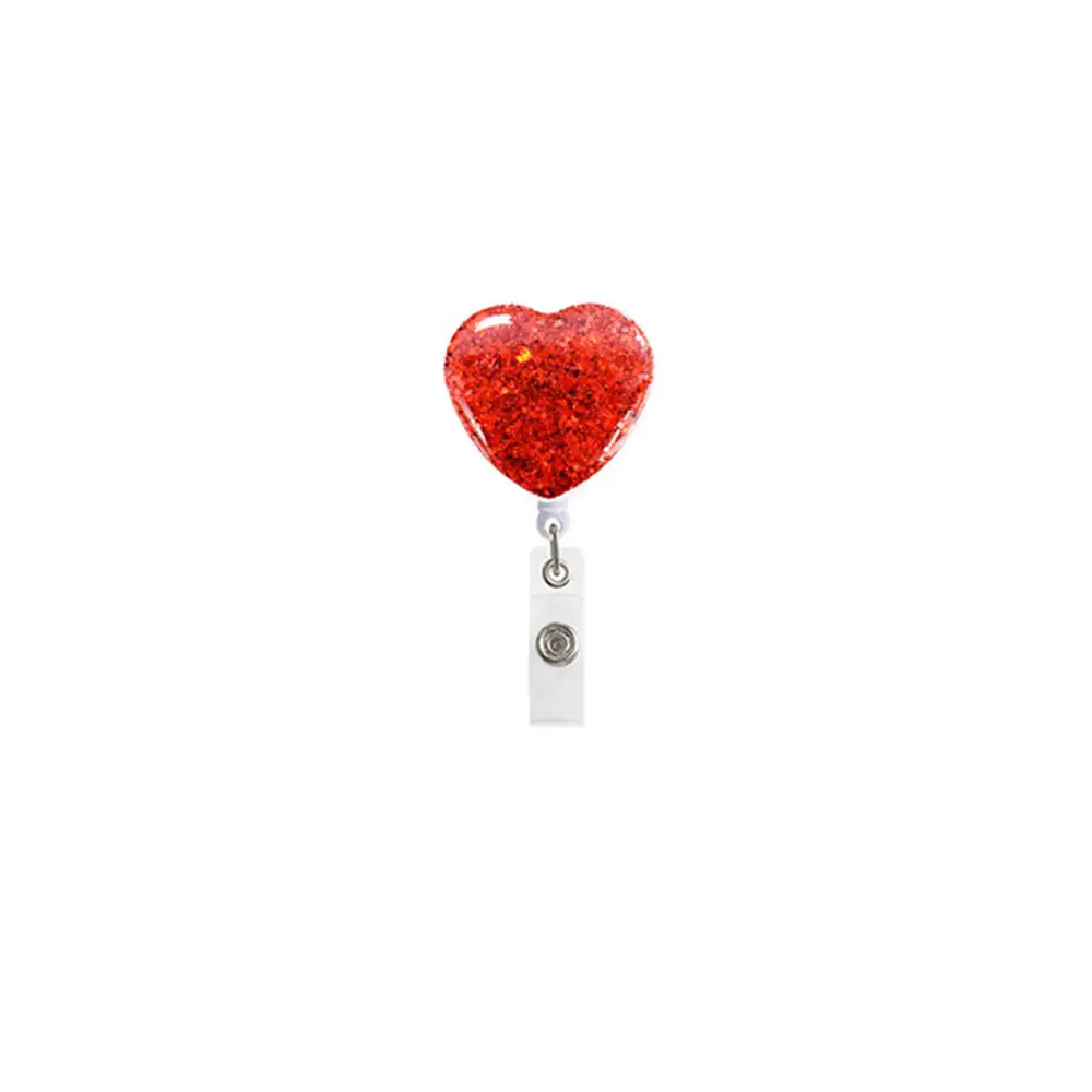 

10 Color Fashion Cute Heart Shape Retractable Nurse Badge Reel Clip Badge Holder Students Doctor ID Card Holder Key Chain 2021