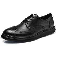 High-end leather shoes men's leather business formal wear youth black trend soft sole casual groom w