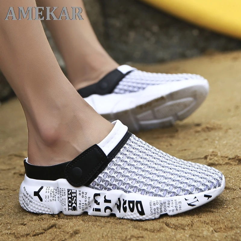 

CeLai Size 39-46 Summer Mesh Shoes Men Sandals Beach Slippers Clogs Male Sneaker Clogs Man Zuecos Sandalias Zapatos Hombre A-032